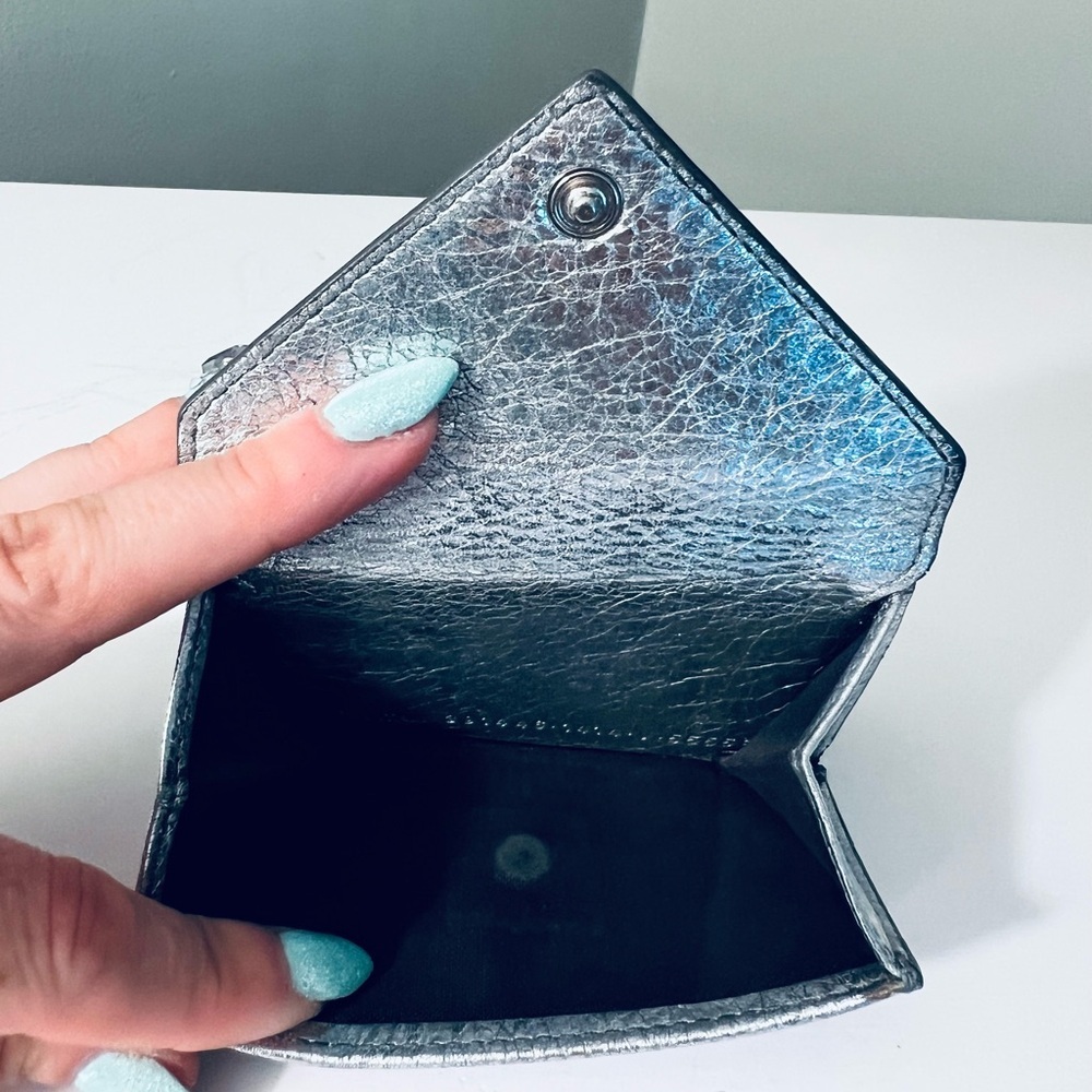 Balenciaga Silver Leather Women's Mini Wallet - Picture 5 of 9